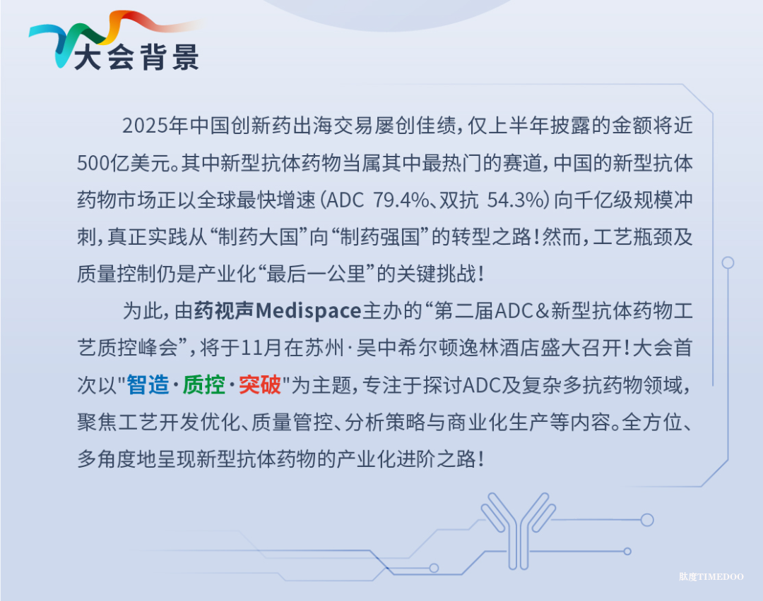 2025年11月20-21日·蘇州·第二屆ADC&新型抗體藥物工藝質(zhì)控峰會(huì)-肽度TIMEDOO